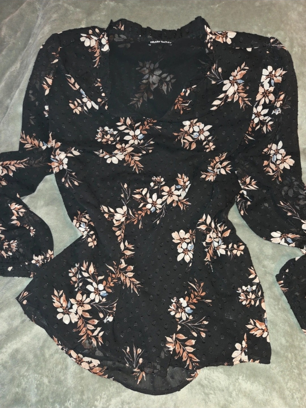 Hilary Radley Black Floral Blouse